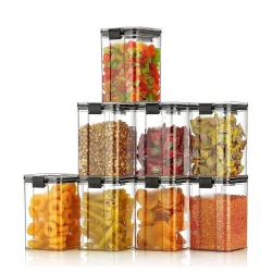 TEKCOOL Rylan Plastic Kitchen Containers Set 1100 Milliliter, Air Tight Container For Kitchen Storage Set, Kitchen Accessories Items, Kitchen Organizer Items And Storage-,White