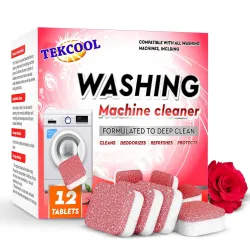 TEKCOOL Washing Machine Cleaner Tablet Descaling Powder Tablets, Washing Machine deep Cleaner, Deep Cleaner Tablet All Company’s Front and Top Load Machine (12 pcs) (Red Rose)