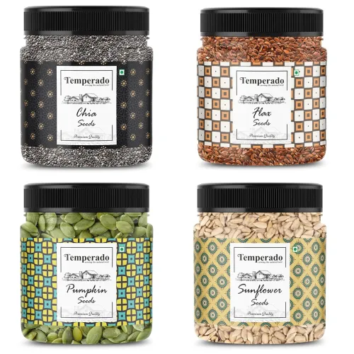 Image of TEMPERADO 4 Seeds Combo Pack Chia Pumpkin Sunflower Flax 250 g x 4 