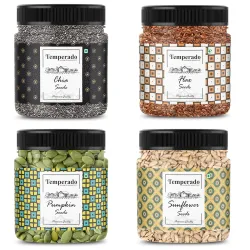 TEMPERADO 4 Seeds Combo Pack Chia Pumpkin Sunflower Flax 250 g x 4