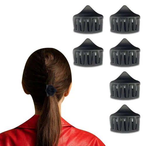 Image of TEMPERIA (6 pcs) Hair Clips for Women & Girls - Clutcher Clutches Claw Clip Accessories - Stylish, Fashional (Black) (DN