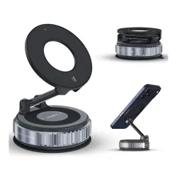 TEMPT Magmount Magnetic Car Holder, Vacuum Suction, 360° Rotation, Black