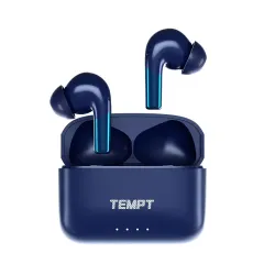 Tempt Wave Pro Earbuds | , 13mm Bass Drivers, IPX6 Waterproof, Low Latency, Touch Controls, Type-C Fast Charging, Voice Assistant – TWS Earphones (Blue)