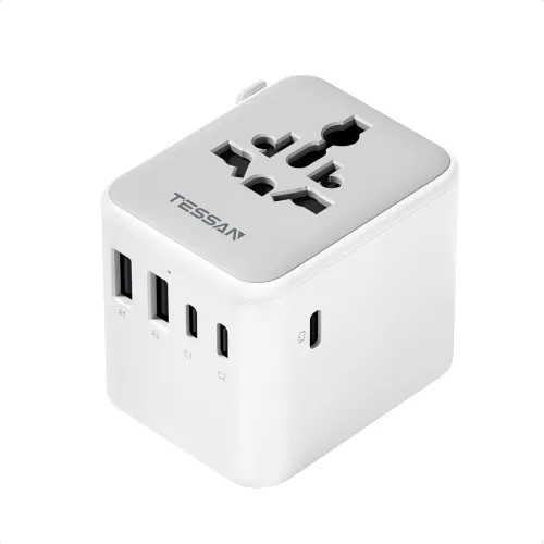 Image of TESSAN Universal Travel Adapter, 28W GaN PD Fast Charging International Travel Adapter, Worldwide Plug Adapter for 150+ 