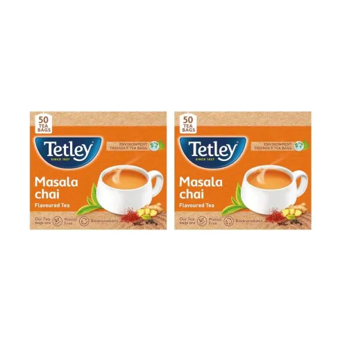 Image of Tetley Masala Chai With Natural Flavour 50 Tea Bags, 100 Grams (Pack of 2)