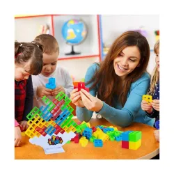 Tetra Tower Game 32 Pcs (4 Shapes) – Stack Tower Blocks with 22 Cards
