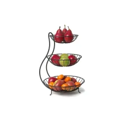 TEX-RO Unique Yumi Arched Server, Stacked 3-Tier Bowls Fruits Basket, Dining Table & Kitchen Counter Organizer, Modern F