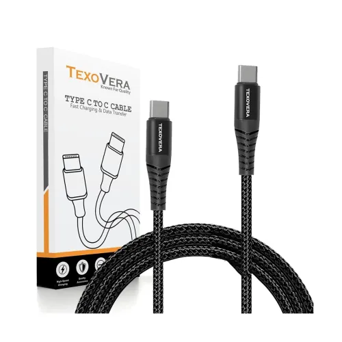 Image of TexoVera Unbreakable 30W 3A Fast Charging 1m Braided Type C Cable for Smartphones, Tablets, Laptops & Other Type C Devic