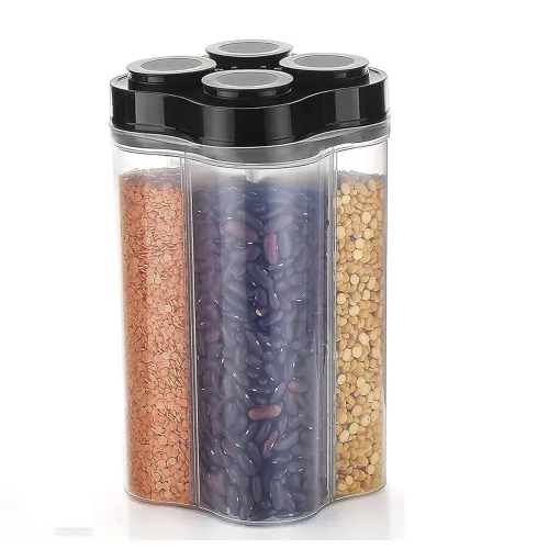 Image of TEX-RO 4 Section Kitchen Storage Container (Black)