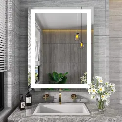 TEX-RO Bathroom Mirror with LED Lights 24x18 Inch
