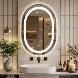 TEX-RO LED Bathroom Mirror with Touch Sensor & 3 Color Dimmable Light