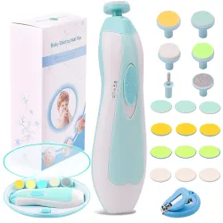 TFW Baby Nail File Electric Nail Trimmer Manicure Set With Nail Clippers, Toes Fingernails Care Trim Polish Grooming Kit Safe For Infant Toddler Kids Or Women, Led Light &10 Grinding Heads (...