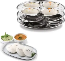 Thangam Stainless Steel Idly Stand 3 Plates (12 Idlis) with Steam Vent Standard Idli Maker (3 Plates , 12 Idlis )