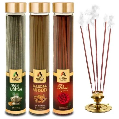 Image of The Aroma Factory Loban, Sandalwood & Rose Agarbatti (Pack of 3)
