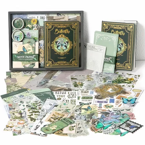 Image of The AutoStory Enchanted Scrapbook Kit A6 Junk Journal Woodland Botanical Stickers Tree Decorative Papers Washi Tape DIY 