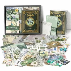 The AutoStory Enchanted Scrapbook Kit A6 Junk Journal Woodland Botanical Stickers Tree Decorative Papers Washi Tape DIY 