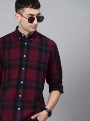 THE BEAR HOUSE Men Slim Fit Checkered Casual Shirt
