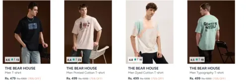 Image of THE BEAR HOUSE Men's T-Shirts from Starting ₹479