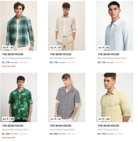 Image of The Bear House Men's Shirts Upto 71% Discount