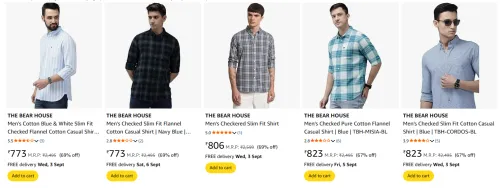 Image of The Bear House Men's Shirts At Minimum 65% Discount