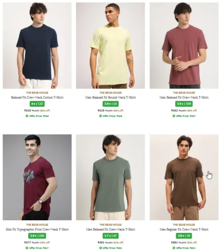 Image of The Bear House Men's T-Shirts from ₹416