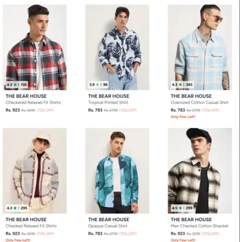 Image of The Bear House Men's Shirts at minimum 72% Discount