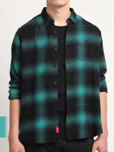 Image of THE BEAR HOUSE Slim Fit Tartan Checked Pure Cotton Casual Shirt