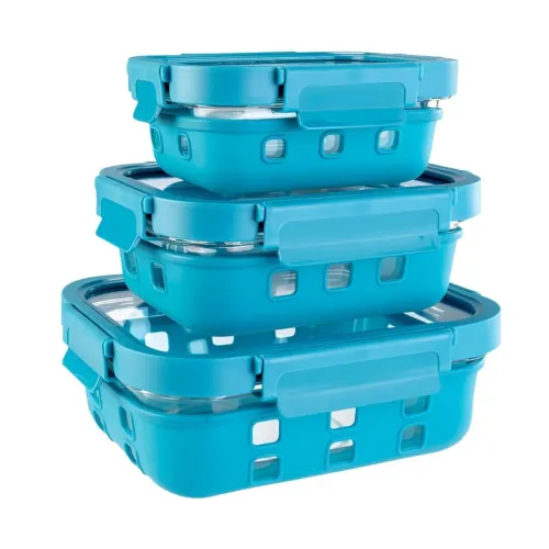 Image of The Better Home Borosilicate Container for Kitchen Set of 3 Blue