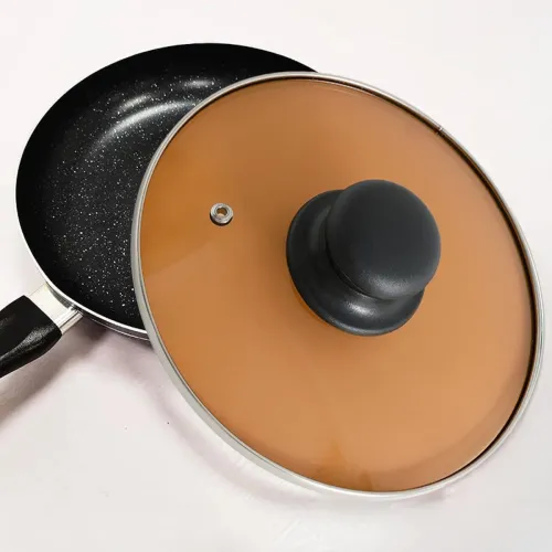 Image of The Better Home Pot Lids (18 cm) | Glass Lid For Utensils With Steel Rim | Universal Cooking cover For Utensils, Kadai &