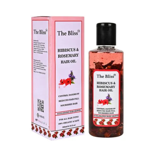 Image of The Bliss Hibiscus & Rosemary Hair Oil Enriched With Organic ingredients - Promotes Hair Growth, Reduces Hair Fall 