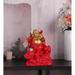 THE WHITE INK DECOR Bright Red Auspicious Laughing Buddha showpeice 
