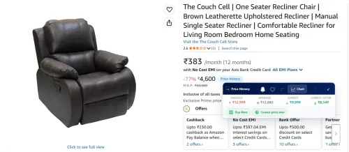 Image of The Couch Cell One Seater Manual Recliner Chair Brown