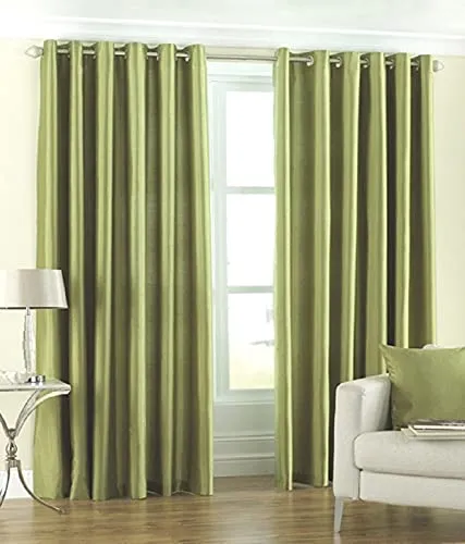 Image of The Decor Hub Faux Texture Plain Curtains for Door with Eyelets | Room Darkening Curtains for Living Room |
