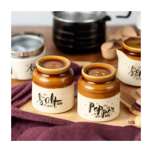 Image of The Decor Mantra Salt & Pepper Shakers (White & Brown)