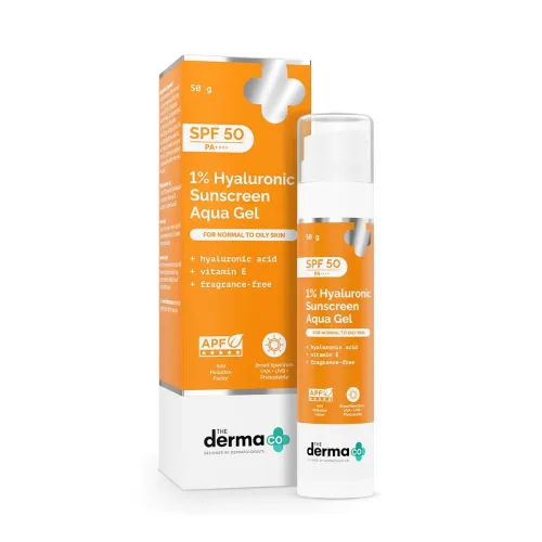 Image of The Derma Co 1% Hyaluronic Sunscreen Aqua Gel SPF 50 PA++++ | Hydrating