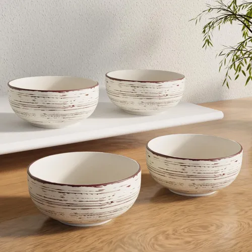 Image of The Earth Store Brown Spiral Ceramic Bowl 150ML, Set4