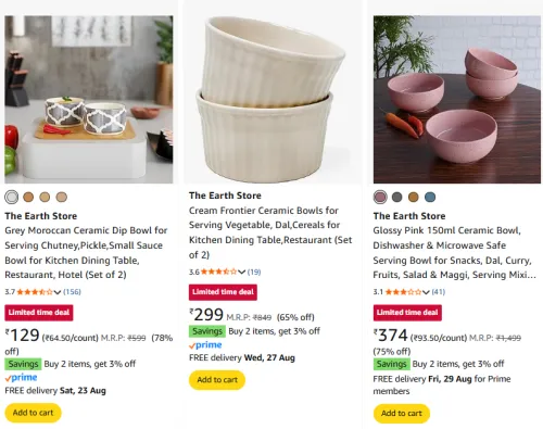 Image of The Earth Store Ceramic Bowl Starting @ ₹129