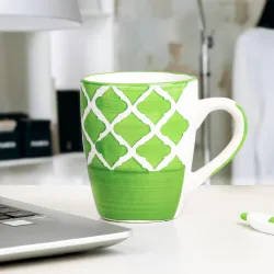 The Earth Store Ceramic Coffee Mug 250ml Green Moroccan