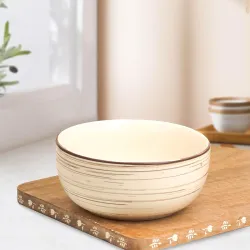 The Earth Store Brown Spiral Ceramic Bowl 1500 ML, Set of 1 | Versatile Bowl for Serving, Mixing, Snacks, Dal, and More 