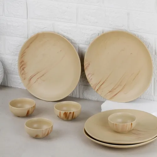 Image of The Earth Store Ivory Italian Ceramic Dinner Set 8 Pieces Serving for 4