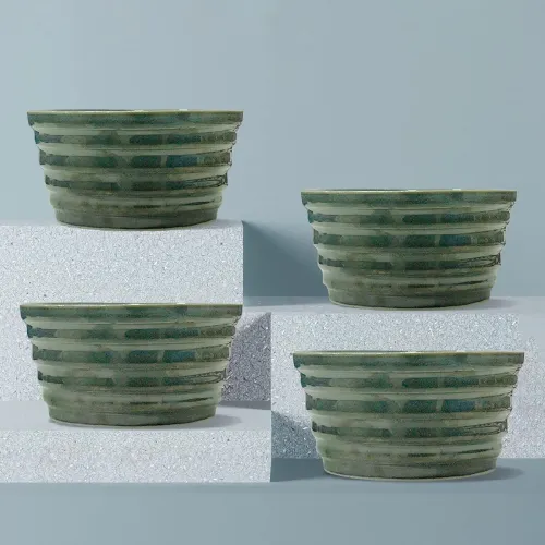 Image of The Earth Store Sea Green Ring Ceramic Bowls for Serving Nuts, Dry Fruits
