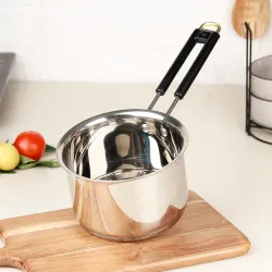 The Earth Store Stainless Steel Sauce Pan 1600 ML | Heavy Gauge Sandwich Bottom Saucepan with Bakelite Handle | Induction & Gas Compatible Tea Pan | Milk Pan