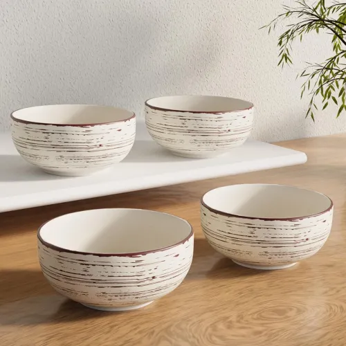 Image of The Earth Store Brown Spiral Ceramic Bowl 150 ML, Set of 4
