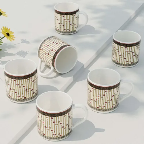 Image of The Earth Store Ceramic Bamboo Tea Cups – Set of 6, 250ml