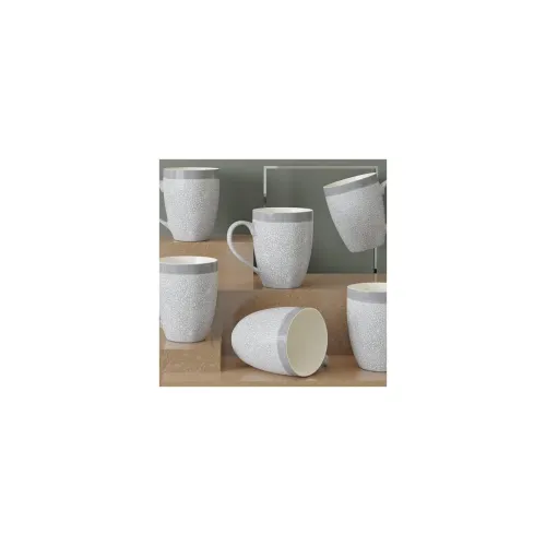 Image of The Earth Store Grey Fizz Ceramic Mugs (Set of 6)