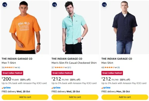 Image of THE INDIAN GARAGE CO Men'S T-Shirt at minimum 80% Discount