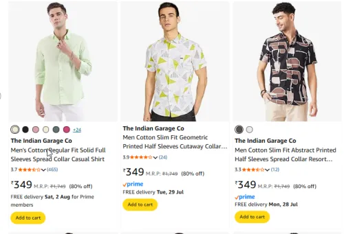 Image of The Indian Garage Co Men Fashion Shirt Minimum 75% Discount