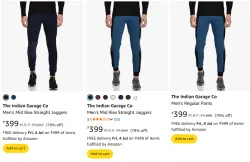 The Indian Garage Co Men Fashion Pants Minimum 75% Discount