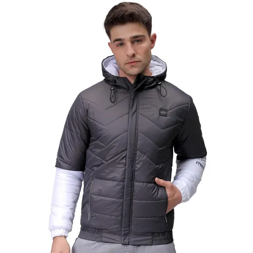 Image of The Indian Garage Co Men Grey Slim Fit Mix & Match Jacket (Grey_M)