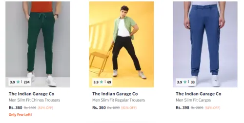 Image of The Indian Garage Co Men's Cotton Trouser Minimum 80% Discount